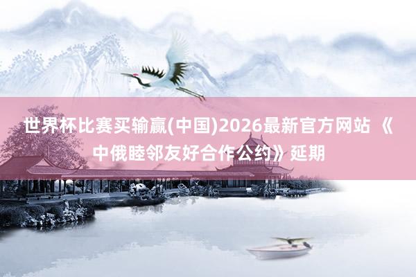 世界杯比赛买输赢(中国)2026最新官方网站 《中俄睦邻友好合作公约》延期