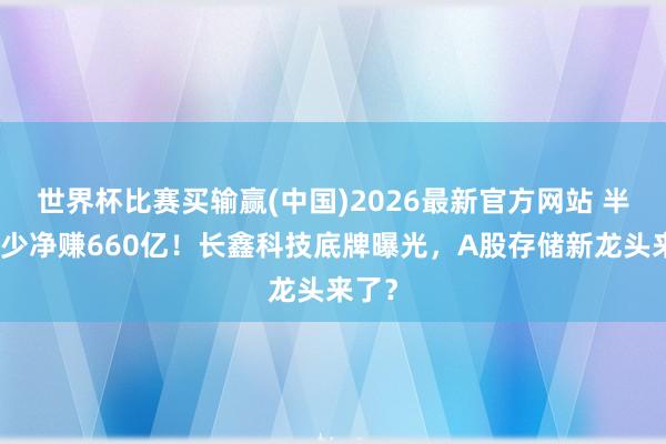 世界杯比赛买输赢(中国)2026最新官方网站 半年至少净赚660亿！长鑫科技底牌曝光，A股存储新龙头来了？