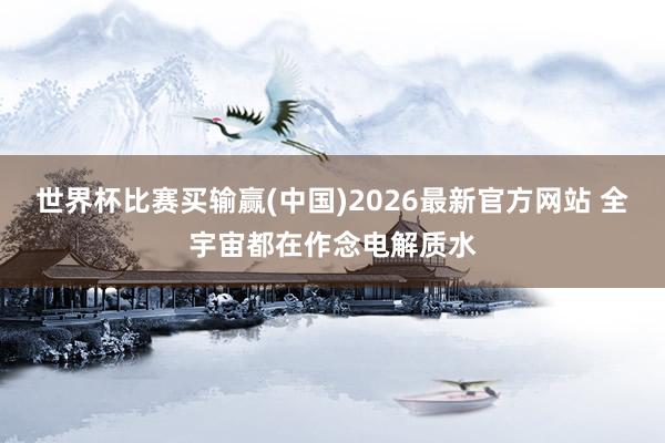 世界杯比赛买输赢(中国)2026最新官方网站 全宇宙都在作念电解质水