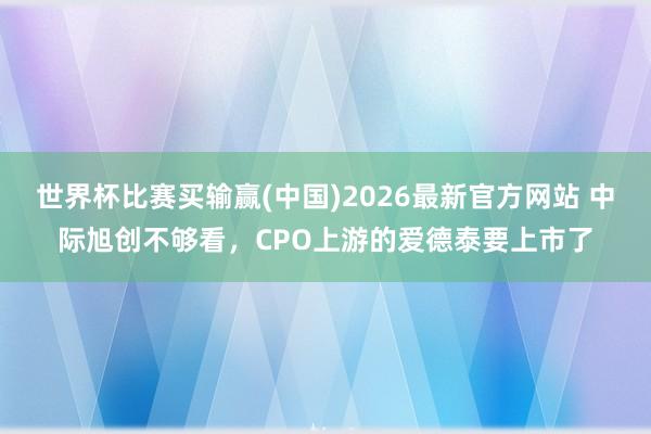 世界杯比赛买输赢(中国)2026最新官方网站 中际旭创不够看，CPO上游的爱德泰要上市了