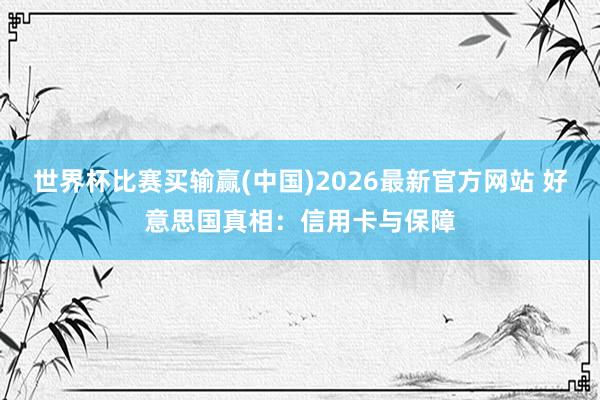 世界杯比赛买输赢(中国)2026最新官方网站 好意思国真相：信用卡与保障