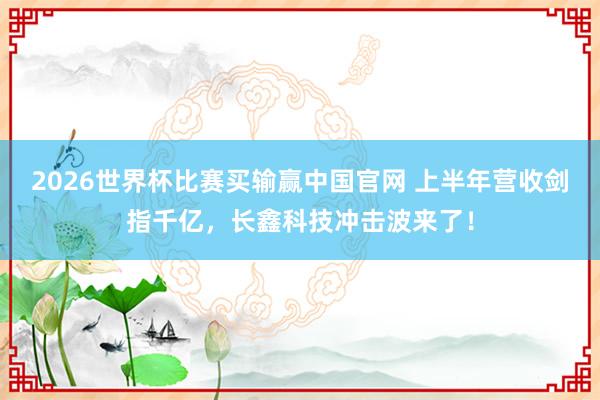 2026世界杯比赛买输赢中国官网 上半年营收剑指千亿，长鑫科技冲击波来了！