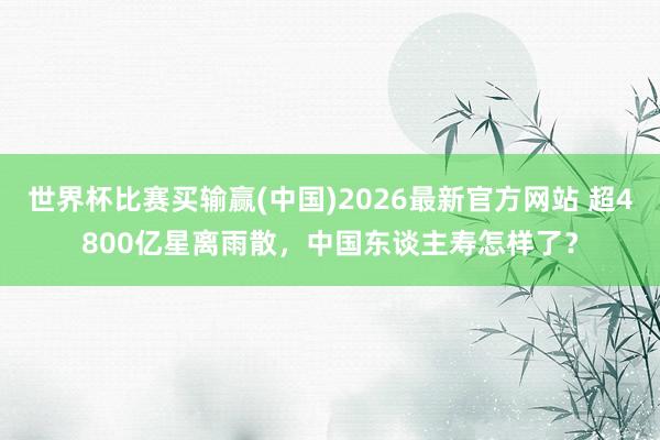 世界杯比赛买输赢(中国)2026最新官方网站 超4800亿星离雨散，中国东谈主寿怎样了？