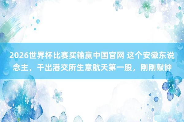 2026世界杯比赛买输赢中国官网 这个安徽东说念主，干出港交所生意航天第一股，刚刚敲钟