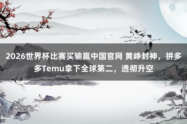 2026世界杯比赛买输赢中国官网 黄峥封神，拼多多Temu拿下全球第二，透彻升空