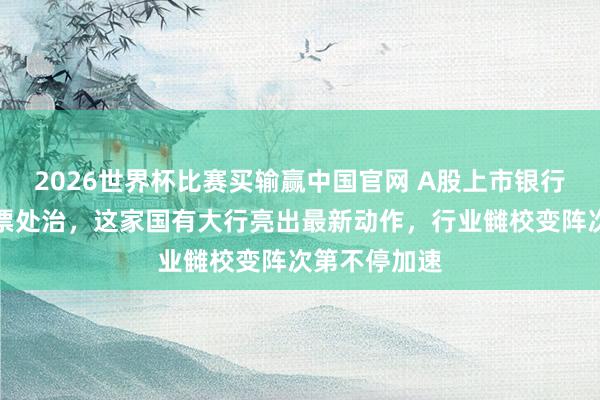 2026世界杯比赛买输赢中国官网 A股上市银行赓续加码钞票处治，这家国有大行亮出最新动作，行业雠校变阵次第不停加速