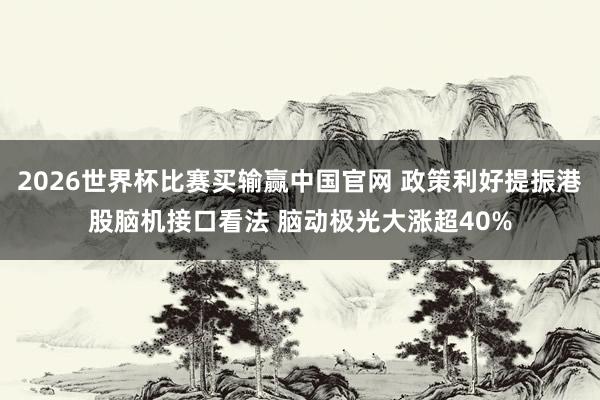 2026世界杯比赛买输赢中国官网 政策利好提振港股脑机接口看法 脑动极光大涨超40%
