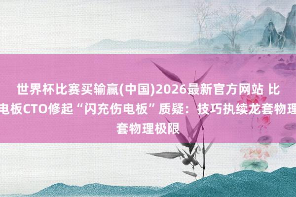 世界杯比赛买输赢(中国)2026最新官方网站 比亚迪电板CTO修起“闪充伤电板”质疑：技巧执续龙套物理极限