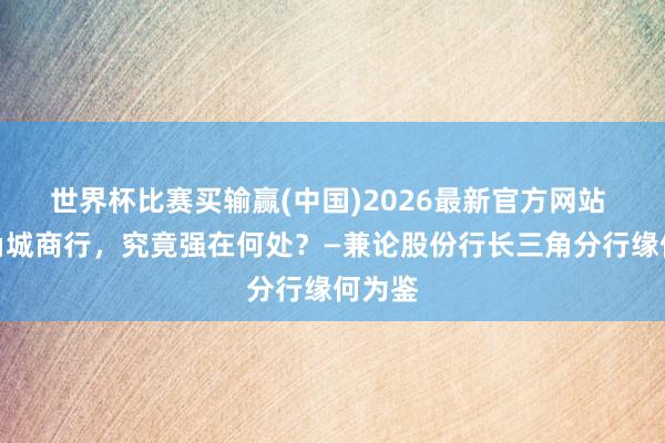 世界杯比赛买输赢(中国)2026最新官方网站 长三角城商行，究竟强在何处？—兼论股份行长三角分行缘何为鉴