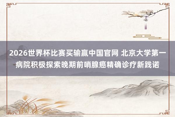 2026世界杯比赛买输赢中国官网 北京大学第一病院积极探索晚期前哨腺癌精确诊疗新践诺