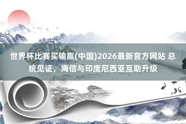 世界杯比赛买输赢(中国)2026最新官方网站 总统见证，海信与印度尼西亚互助升级