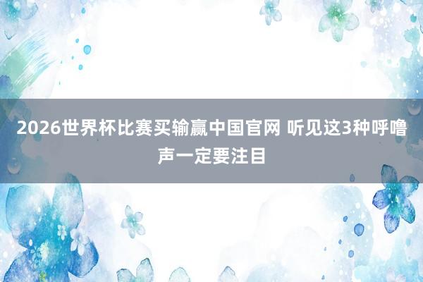 2026世界杯比赛买输赢中国官网 听见这3种呼噜声一定要注目