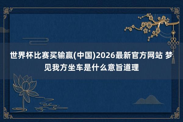 世界杯比赛买输赢(中国)2026最新官方网站 梦见我方坐车是什么意旨道理