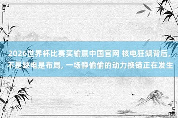 2026世界杯比赛买输赢中国官网 核电狂飙背后， 不是缺电是布局， 一场静偷偷的动力换锚正在发生
