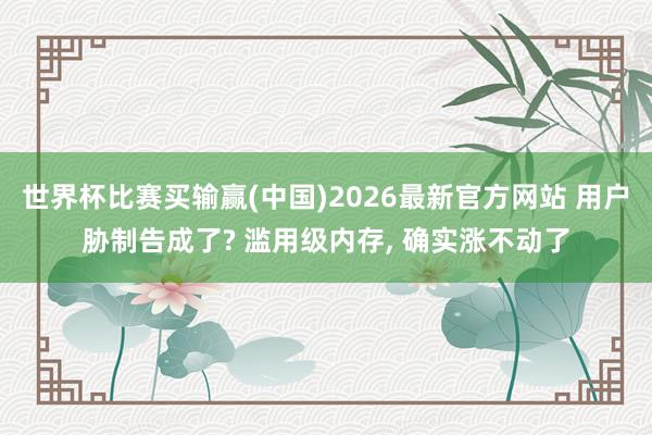 世界杯比赛买输赢(中国)2026最新官方网站 用户胁制告成了? 滥用级内存， 确实涨不动了
