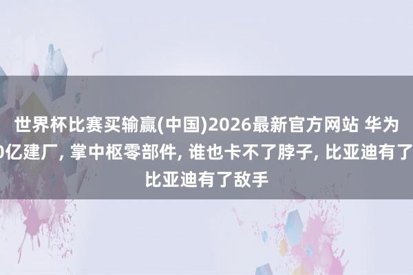 世界杯比赛买输赢(中国)2026最新官方网站 华为砸30亿建厂， 掌中枢零部件， 谁也卡不了脖子， 比亚迪有了敌手