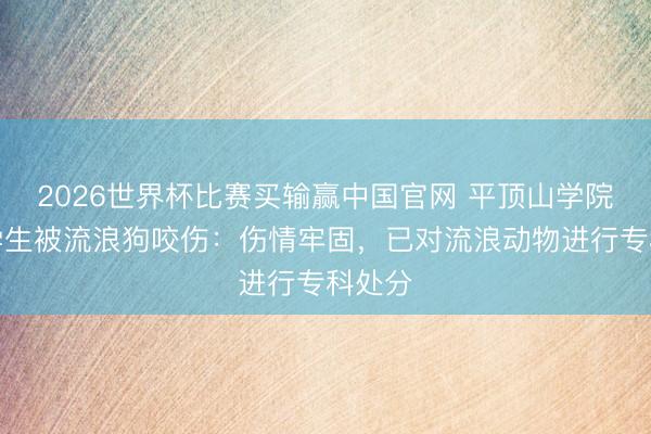 2026世界杯比赛买输赢中国官网 平顶山学院通报学生被流浪狗咬伤：伤情牢固，<a href=