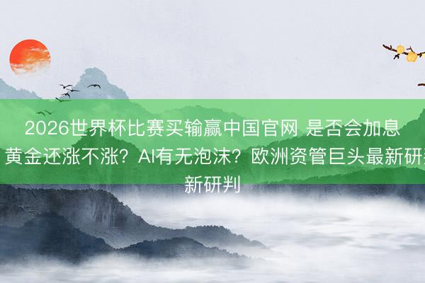 2026世界杯比赛买输赢中国官网 是否会加息？黄金还涨不涨？AI有无泡沫？欧洲资管巨头最新研判