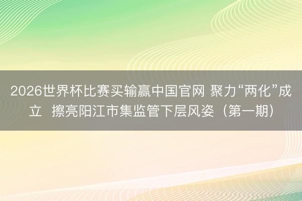 2026世界杯比赛买输赢中国官网 聚力“两化”成立  擦亮阳江市集监管下层风姿（第一期）