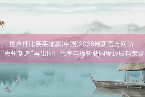 世界杯比赛买输赢(中国)2026最新官方网站 “惠州制造”再出圈！德赛电板斩获国度级质料荣誉